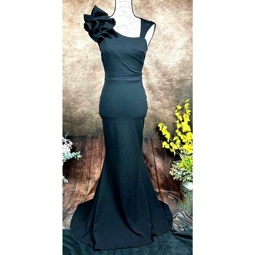 LuLu's Lucette Black Sleeveless Ruffled Mermaid Gown XS - Picture 2 of 15